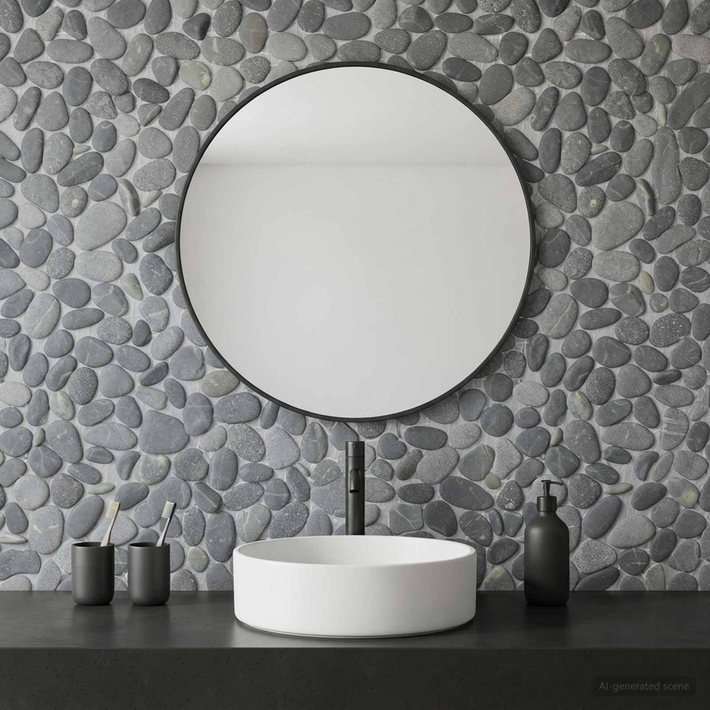 Pebble Tiles Grey 30 x 30 cm River Pebble