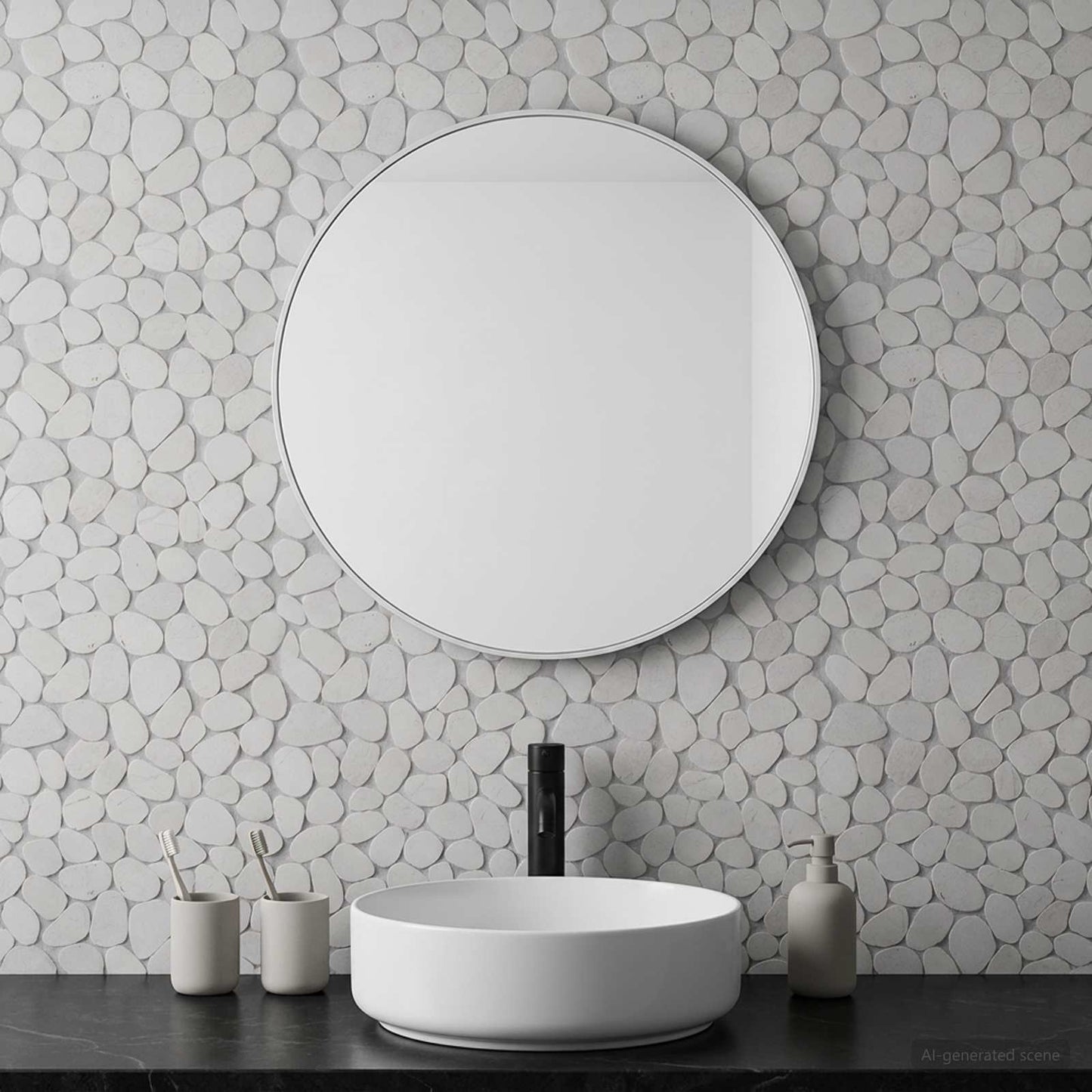 Pebble Tiles White 30 x 30 cm River Pebble