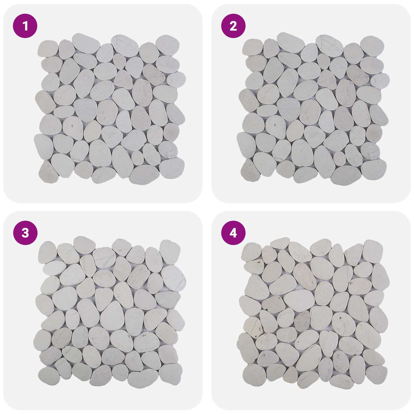 Pebble Tiles White 30 x 30 cm River Pebble