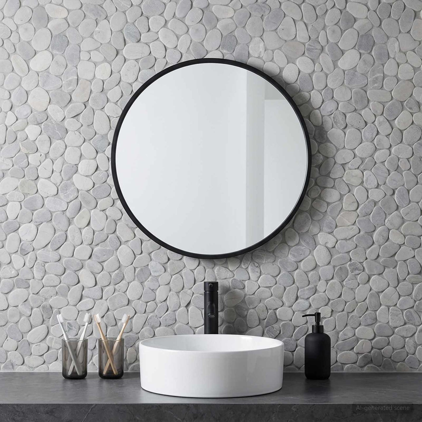 Pebble Tiles Grey 30 x 30 cm River Pebble