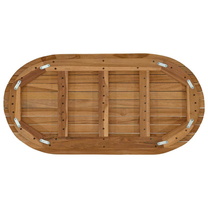 Table Top 80 x 40 x 3.5 cm Oval Solid Teak Wood Natural