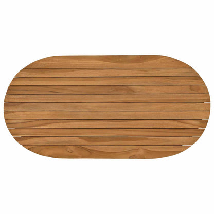 Table Top 80 x 40 x 3.5 cm Oval Solid Teak Wood Natural