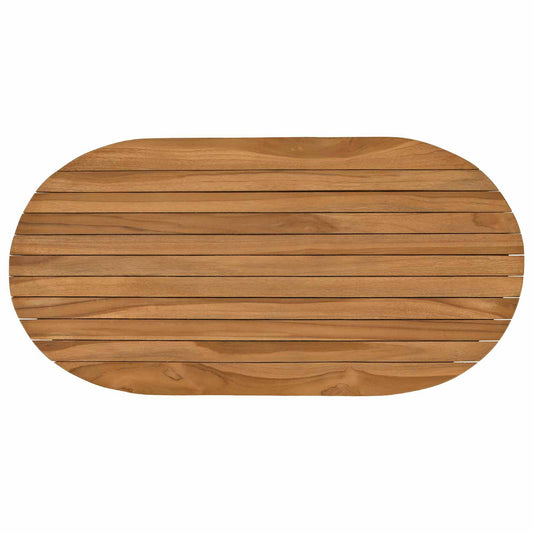 Table Top 80 x 40 x 3.5 cm Oval Solid Teak Wood Natural