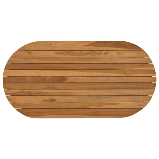 Table Top 90 x 45 x 3.5 cm Oval Solid Teak Wood Natural