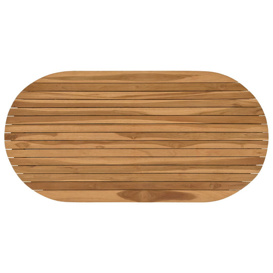 Table Top 110 x 55 x 3.5 cm Oval Solid Teak Wood Natural