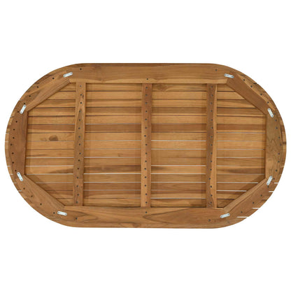 Table Top 120 x 70 x 3.5 cm Oval Solid Teak Wood Natural