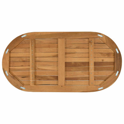 Table Top Oval Solid Teak Wood Natural