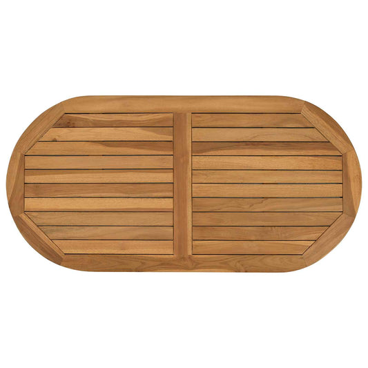 Table Top Oval Solid Teak Wood Natural