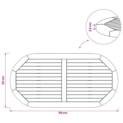 Table Top Oval Solid Teak Wood Natural
