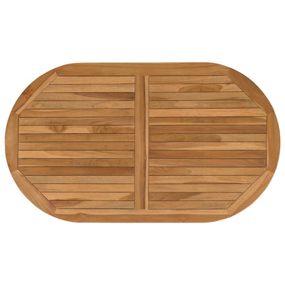 Table Top Oval Solid Teak Wood Natural