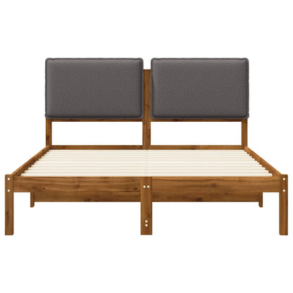 Bed Frame with Upholstered Headboard Natural and Light Grey
