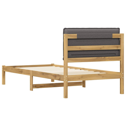 Bed Frame with Upholstered Headboard Whitewash and Light Grey