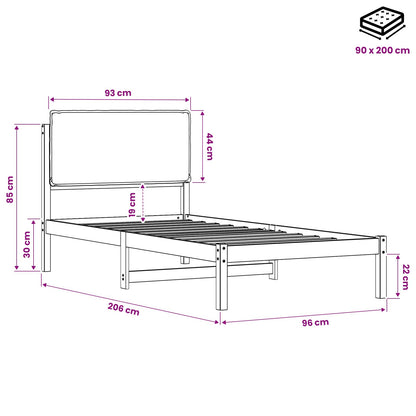 Bed Frame with Upholstered Headboard Whitewash and Taupe