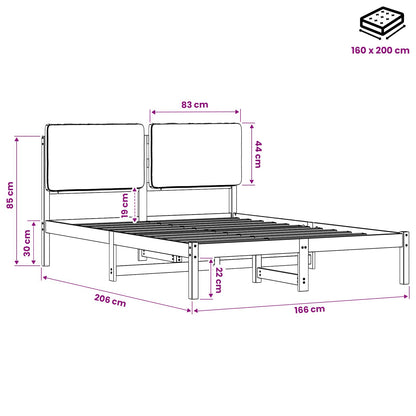Bed Frame with Upholstered Headboard Natural and Dark Grey