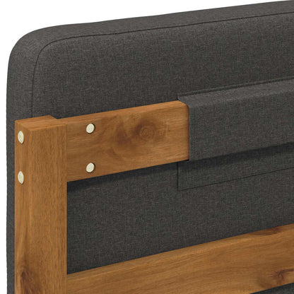 Bed Frame with Upholstered Headboard Natural and Dark Grey