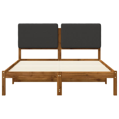Bed Frame with Upholstered Headboard Natural and Dark Grey