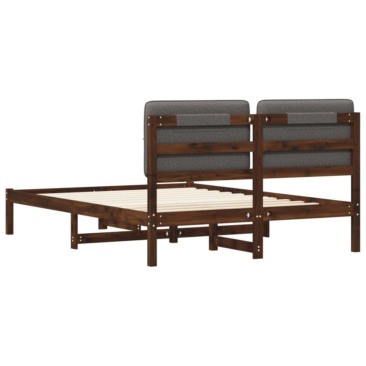 Bed Frame with Upholstered Headboard Dark Brown and Light Grey