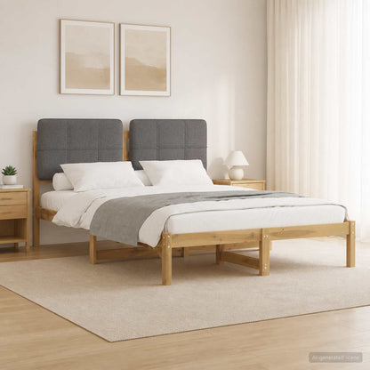 Bed Frame with Upholstered Headboard Whitewash and Light Grey