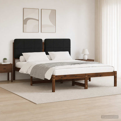 Bed Frame with Upholstered Headboard Dark Brown and Black