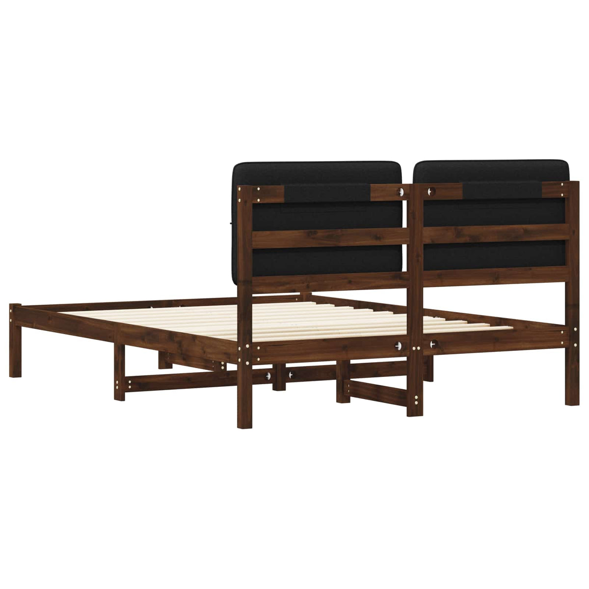 Bed Frame with Upholstered Headboard Dark Brown and Black