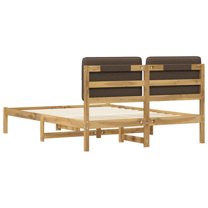 Bed Frame with Upholstered Headboard Whitewash and Taupe