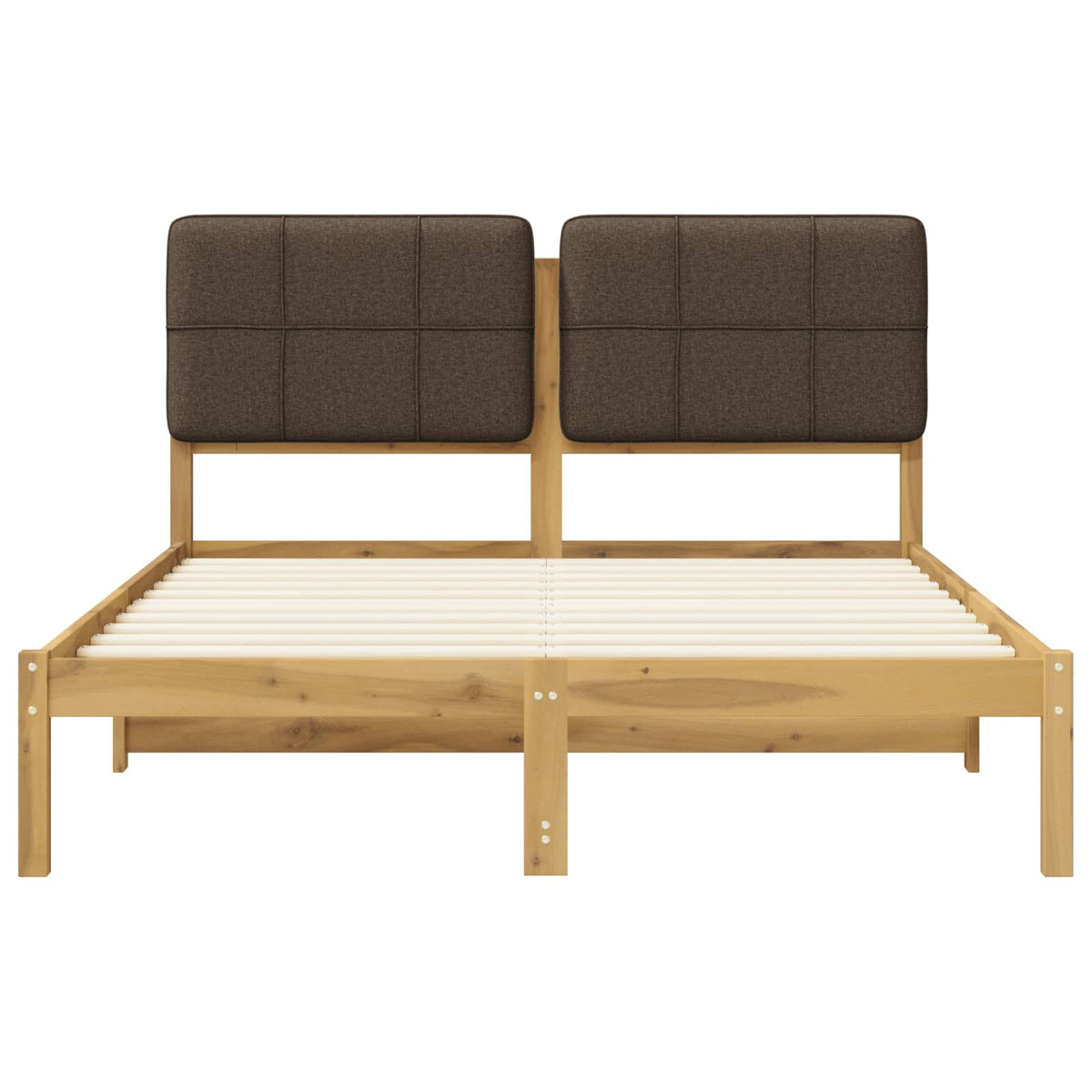 Bed Frame with Upholstered Headboard Whitewash and Taupe