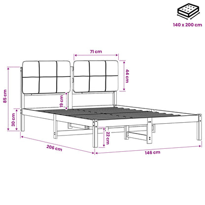 Bed Frame with Upholstered Headboard Whitewash and Taupe