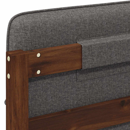 Bed Frame with Upholstered Headboard Dark Brown and Light Grey