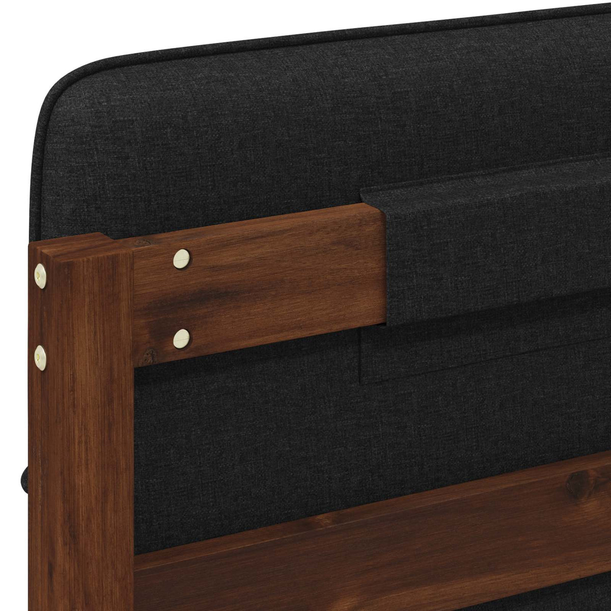 Bed Frame with Upholstered Headboard Dark Brown and Black