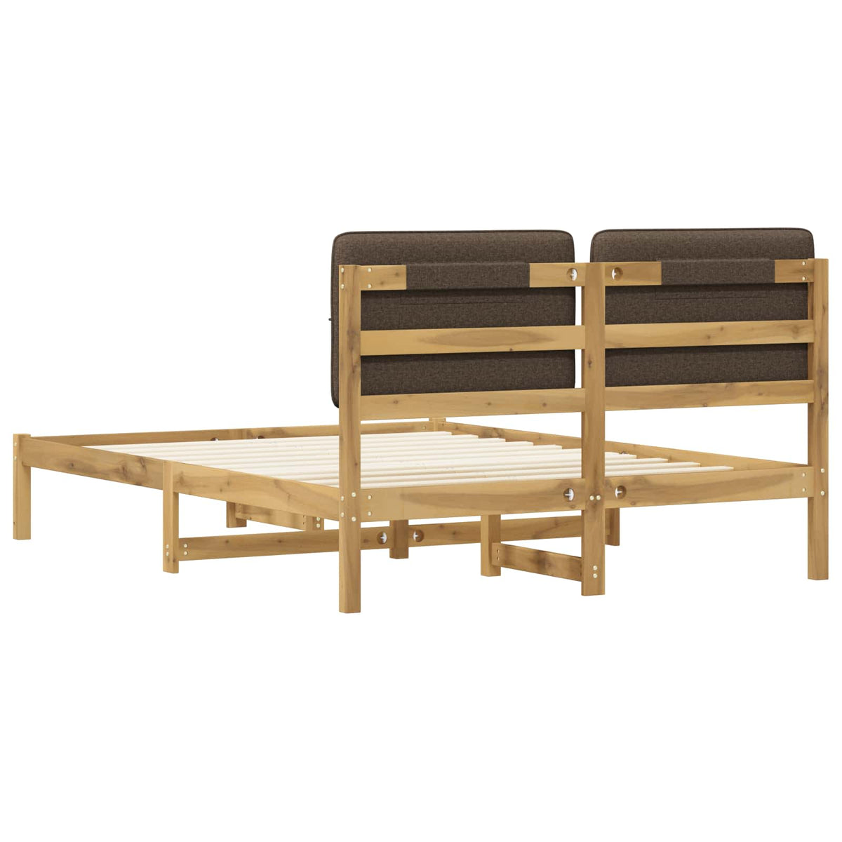 Bed Frame with Upholstered Headboard Whitewash and Taupe