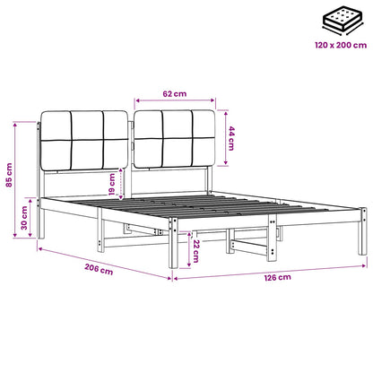 Bed Frame with Upholstered Headboard Whitewash and Taupe