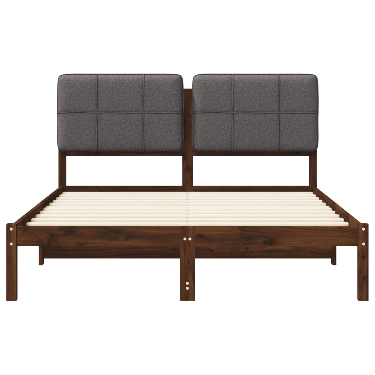 Bed Frame with Upholstered Headboard Dark Brown and Light Grey