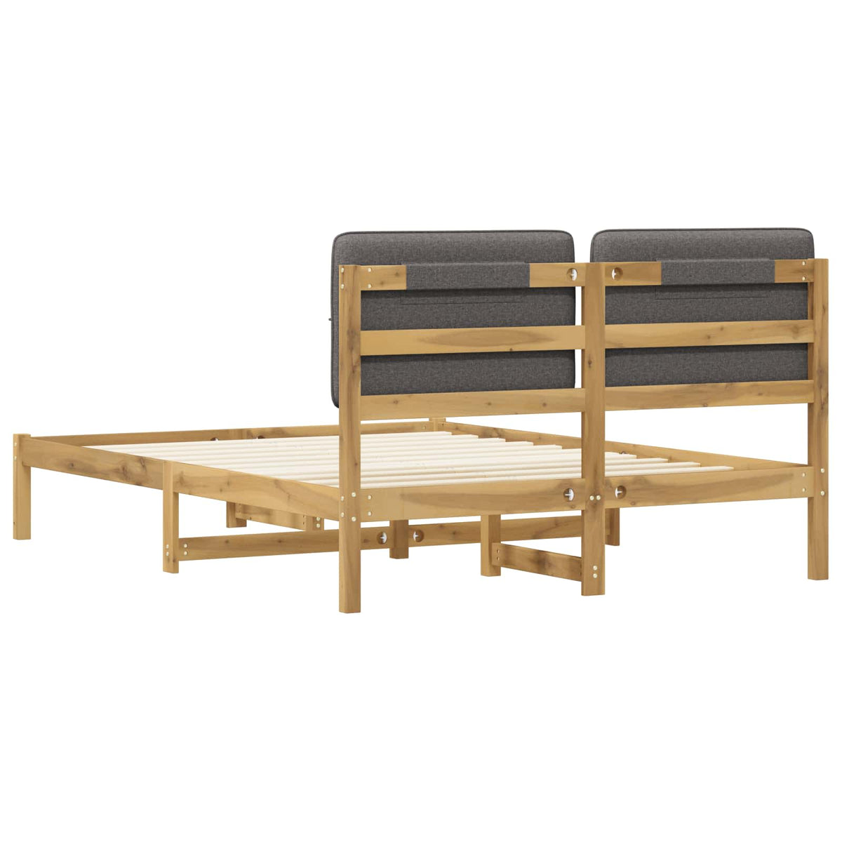 Bed Frame with Upholstered Headboard Whitewash and Light Grey