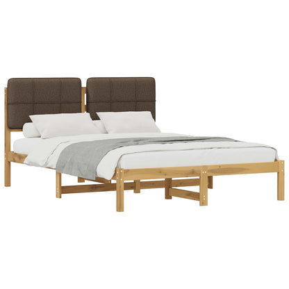 Bed Frame with Upholstered Headboard Whitewash and Taupe