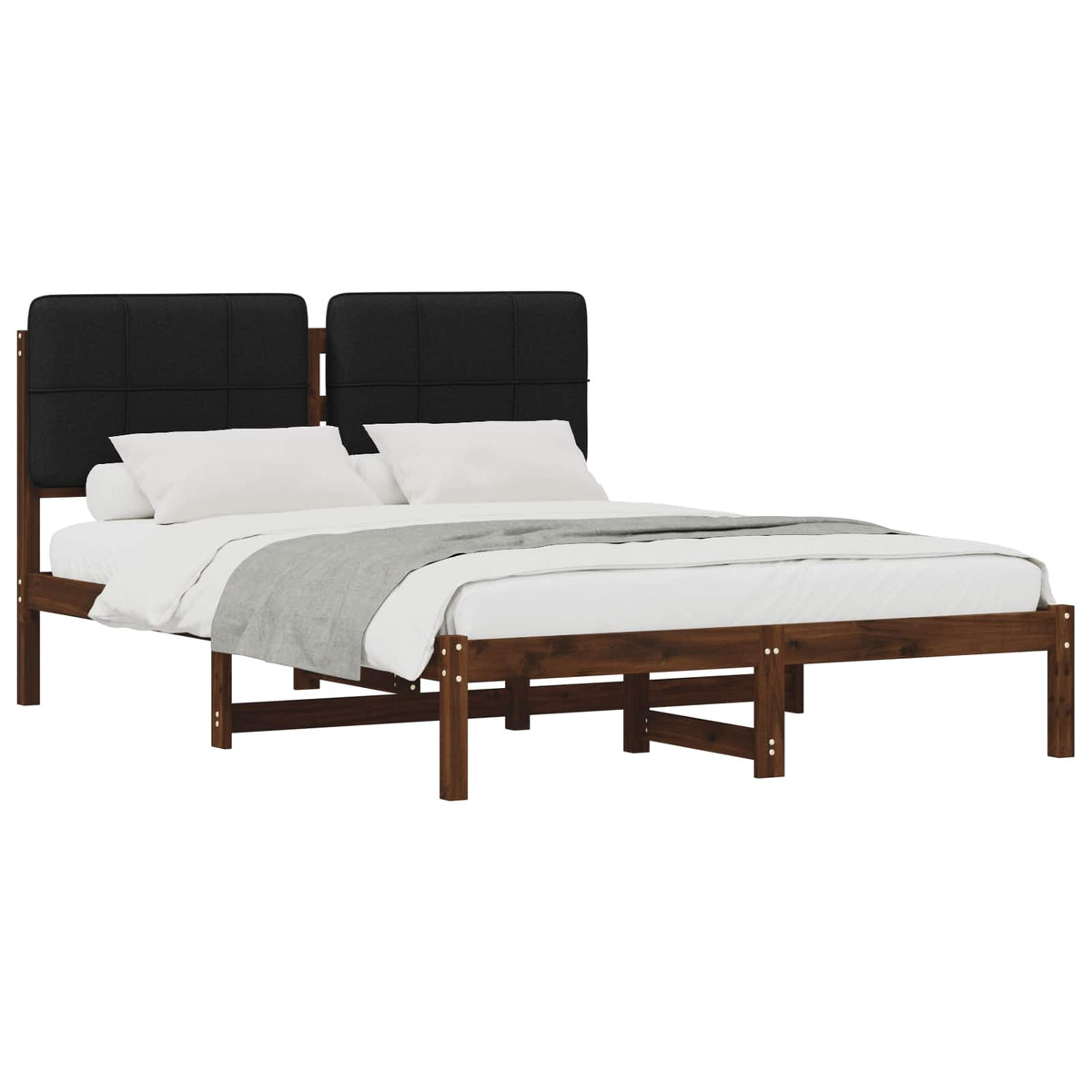 Bed Frame with Upholstered Headboard Dark Brown and Black