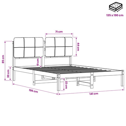 Bed Frame with Upholstered Headboard Dark Brown and Black