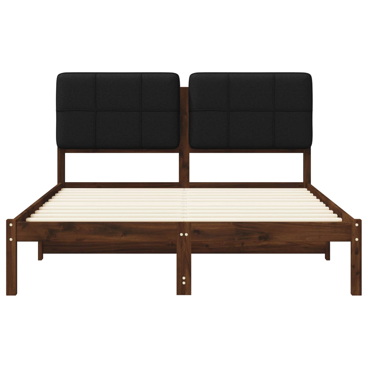 Bed Frame with Upholstered Headboard Dark Brown and Black