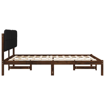 Bed Frame with Upholstered Headboard Dark Brown and Black