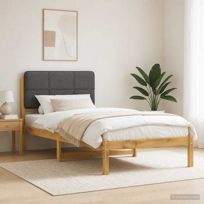 Bed Frame with Upholstered Headboard Whitewash and Light Grey