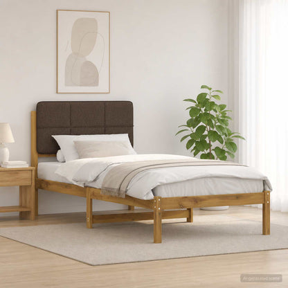 Bed Frame with Upholstered Headboard Whitewash and Taupe