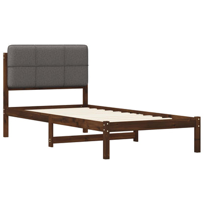 Bed Frame with Upholstered Headboard Dark Brown and Light Grey