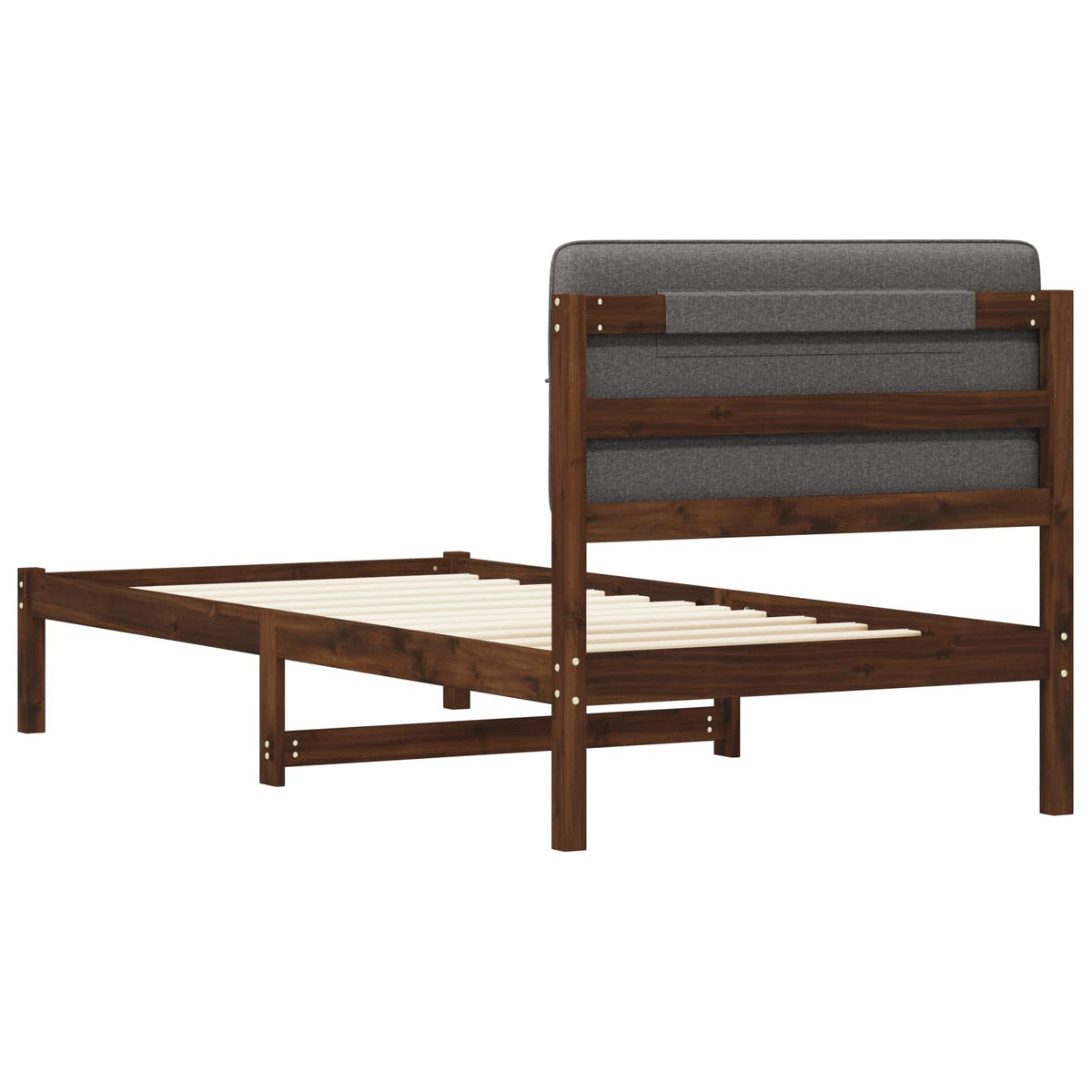 Bed Frame with Upholstered Headboard Dark Brown and Light Grey