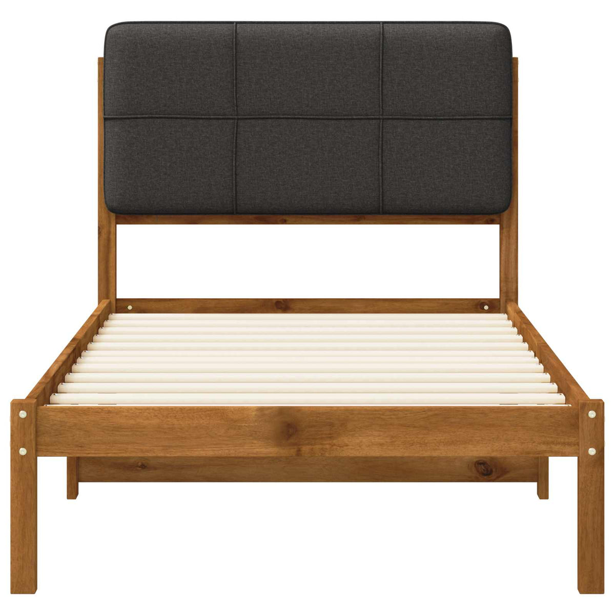 Bed Frame with Upholstered Headboard Natural and Dark Grey