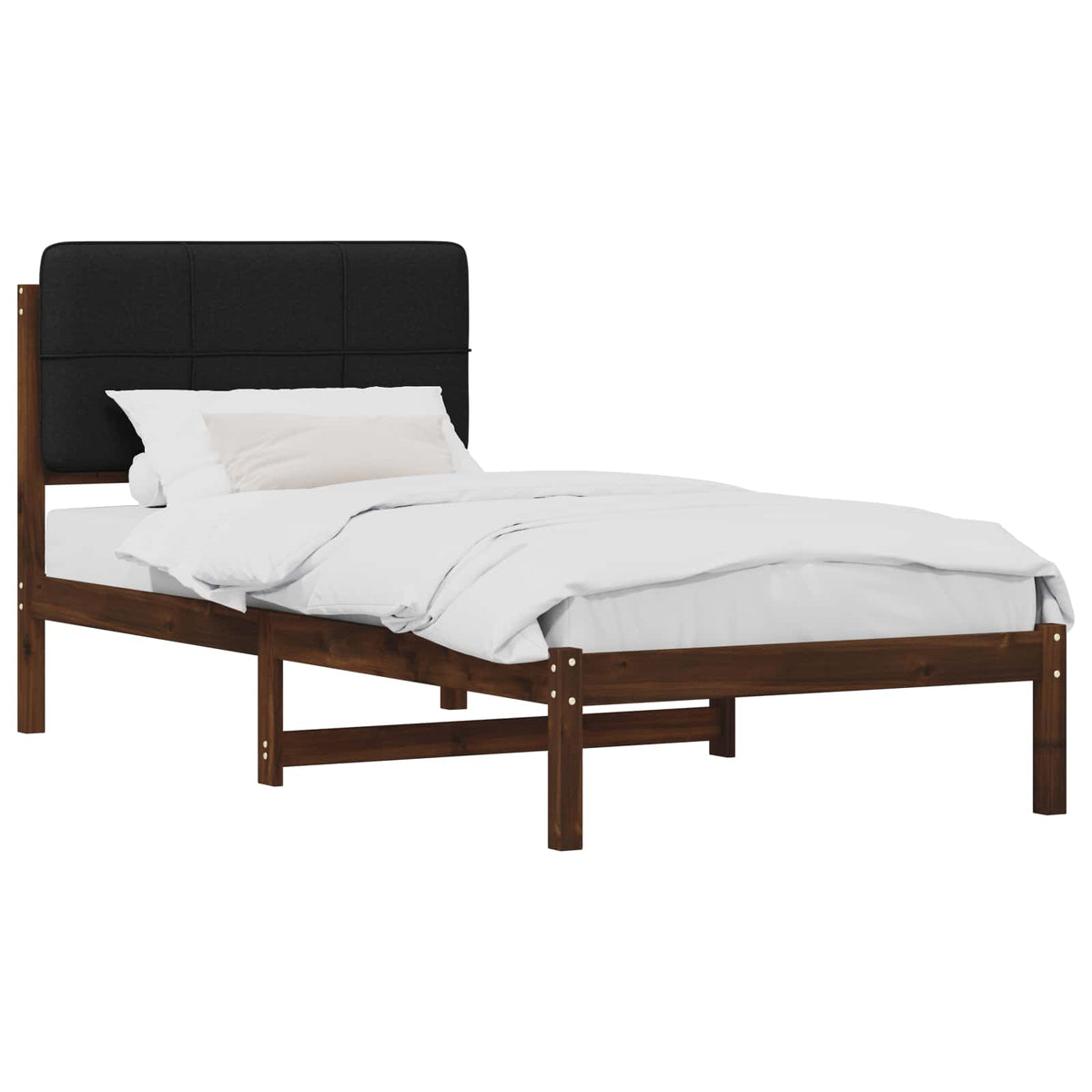 Bed Frame with Upholstered Headboard Dark Brown and Black