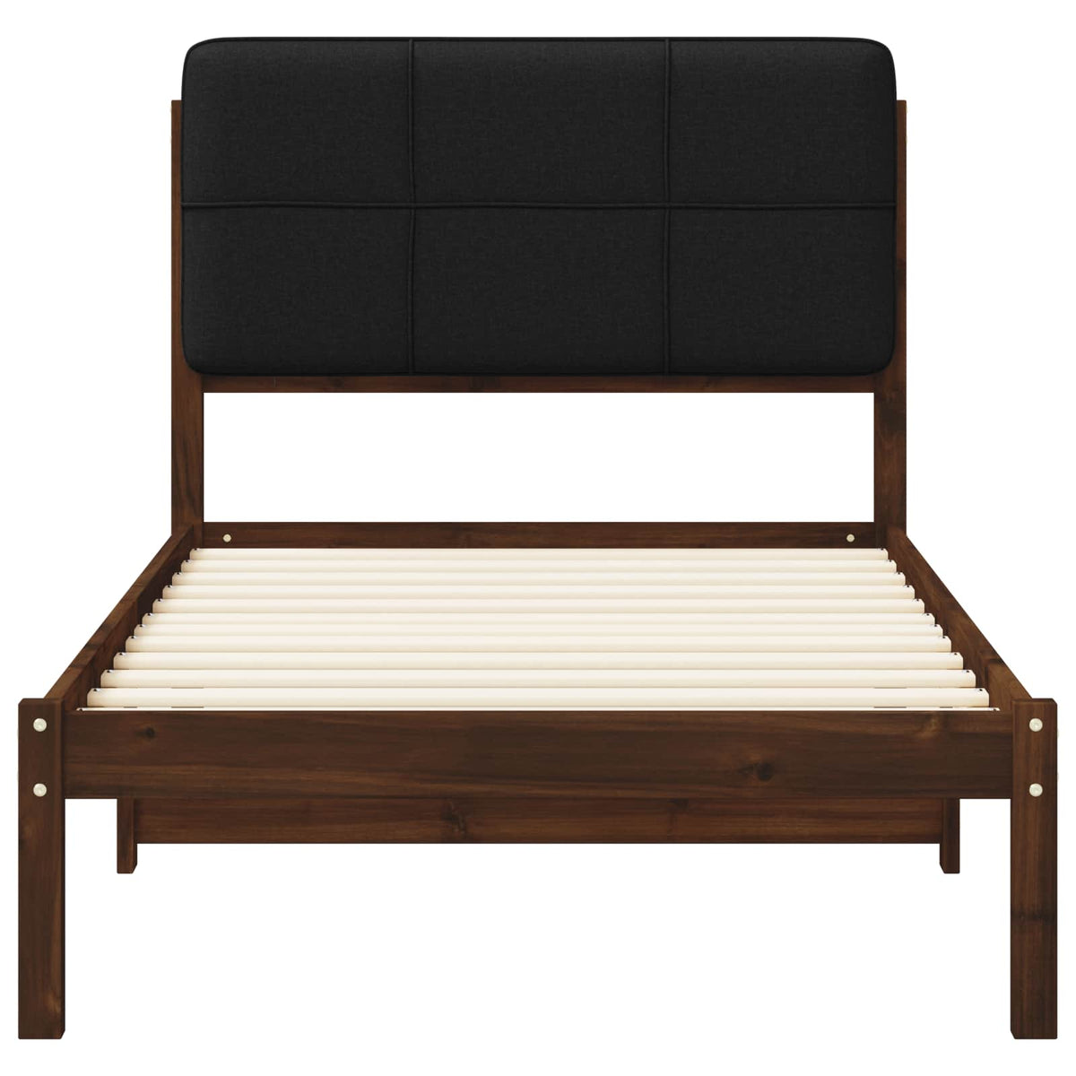 Bed Frame with Upholstered Headboard Dark Brown and Black