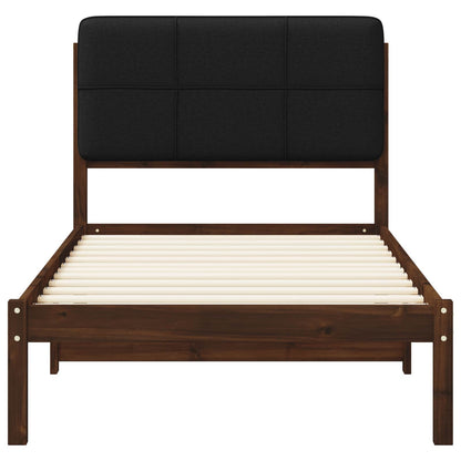 Bed Frame with Upholstered Headboard Dark Brown and Black