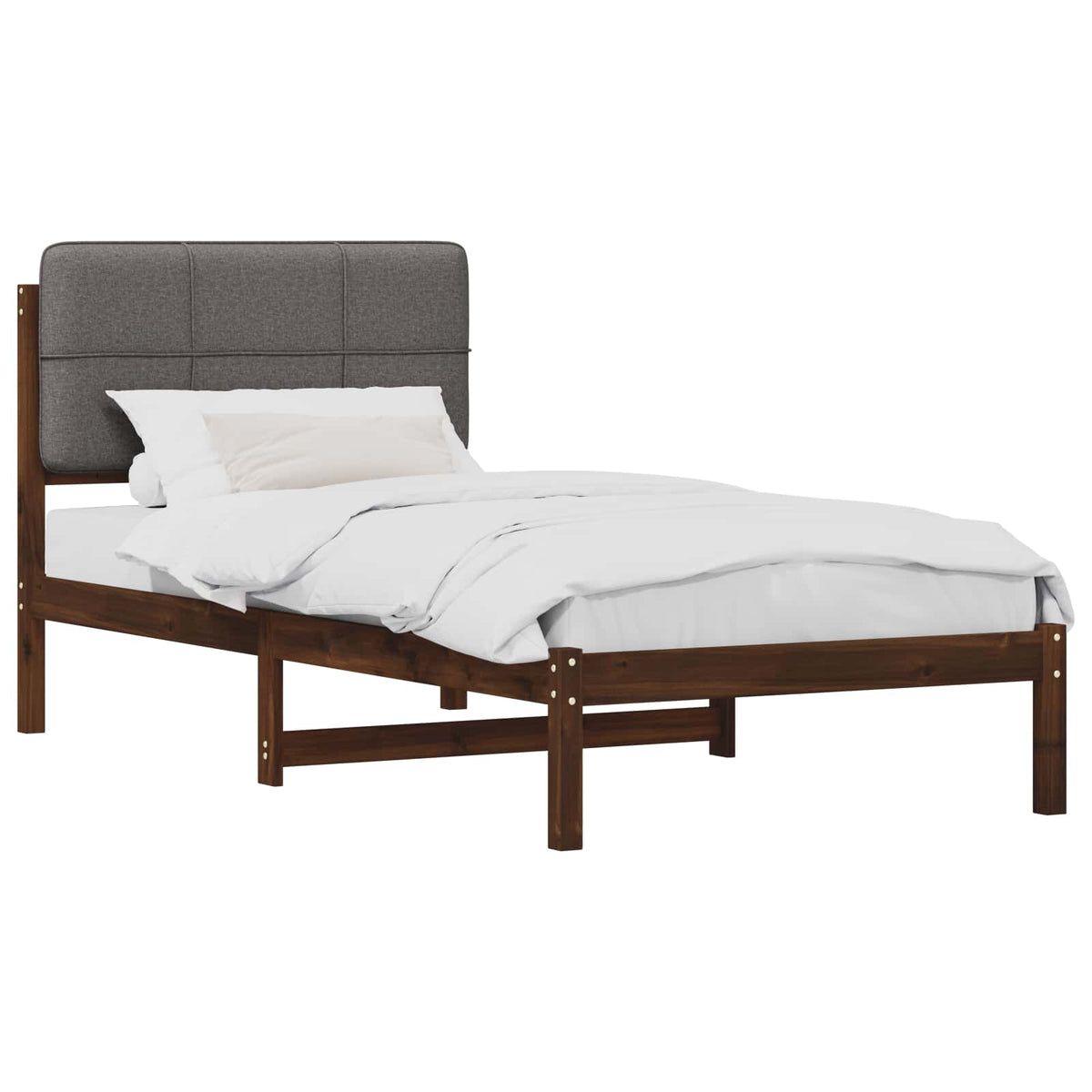 Bed Frame with Upholstered Headboard Dark Brown and Light Grey