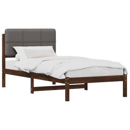 Bed Frame with Upholstered Headboard Dark Brown and Light Grey