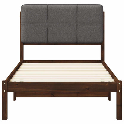 Bed Frame with Upholstered Headboard Dark Brown and Light Grey