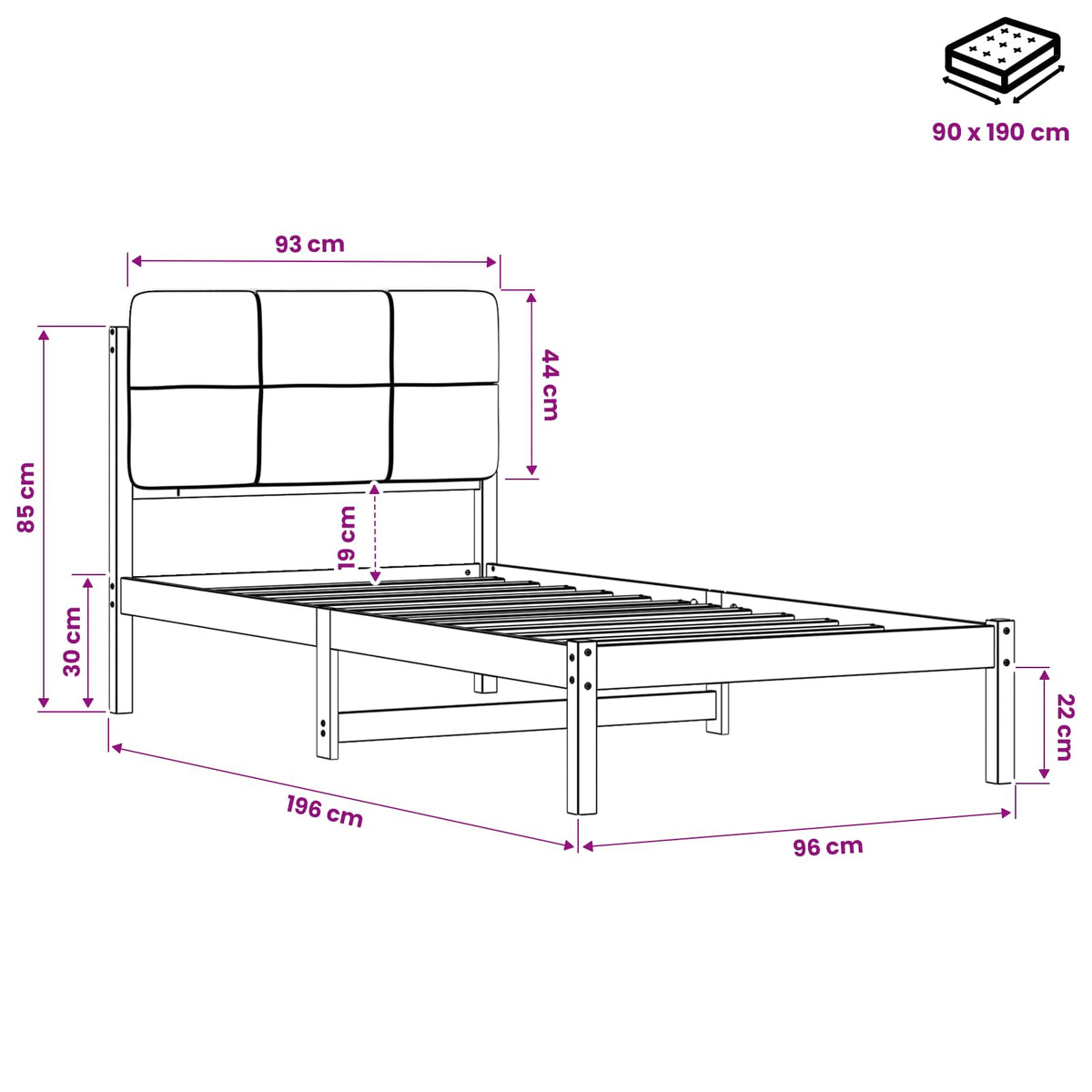 Bed Frame with Upholstered Headboard Dark Brown and Light Grey